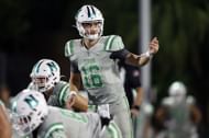 Arch Manning calls for motion in a game between Isidore Newman and Benton High (New Orleans, LA)